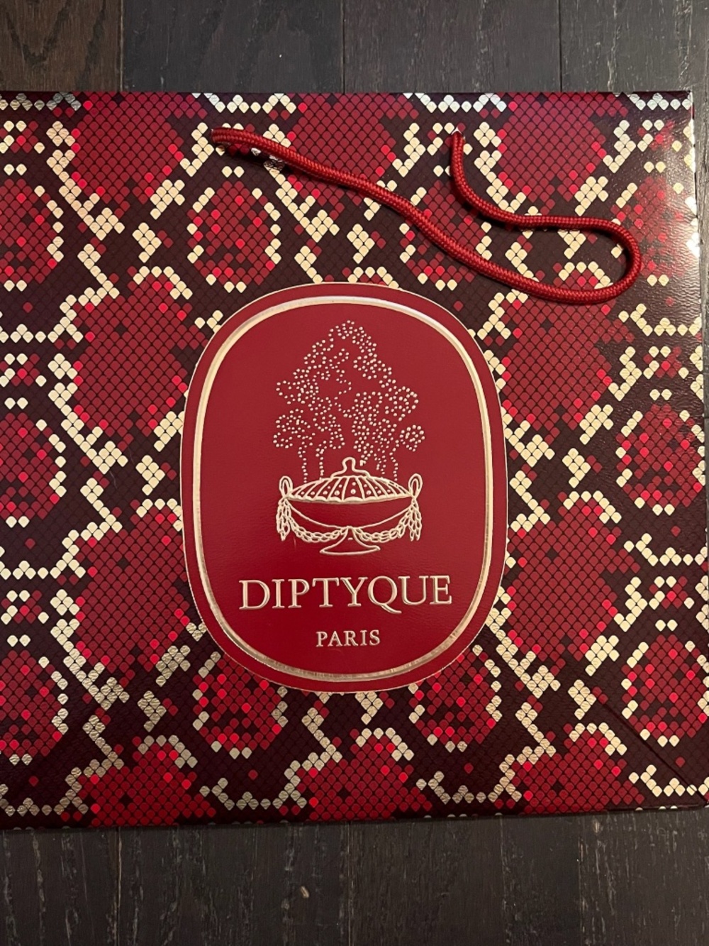 Diptyque red limited edition RARE shopping bag empty large decoration storage